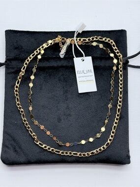 ELLIE VAIL 18k Gold Layered Chain Necklace - Double Strand Water Resistant